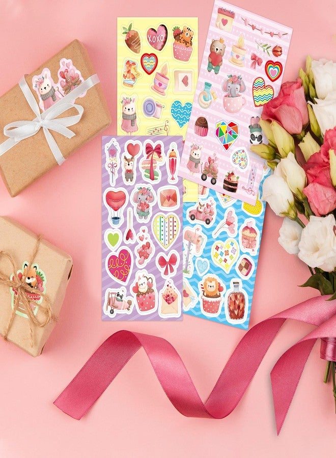 WorldBazaar 48Pcs Valentine's Day Stickers Sheets for Kids Cute Valentine Animal Water Bottle Stickers Crafts Rewards Classroom School Supplies - Image 4